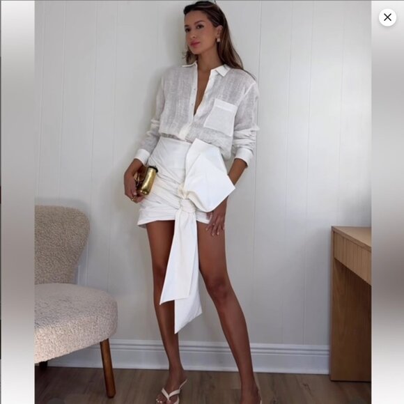 ZARA KNOTTED MINI SKIRT ZW COLLECTION WHITE S M L NWT - Picture 5 of 11